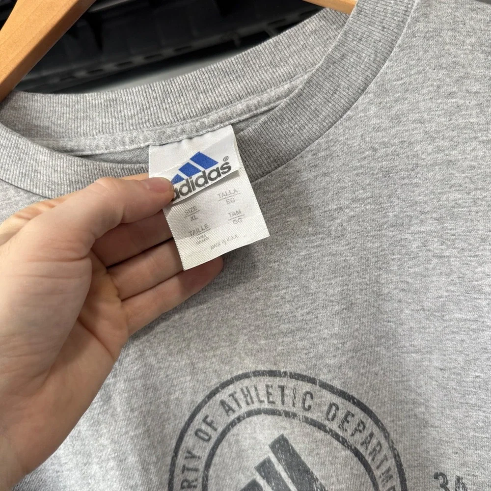Vintage Gray Adidas Athletic Dept Graphic Long Sleeve Shirt XL